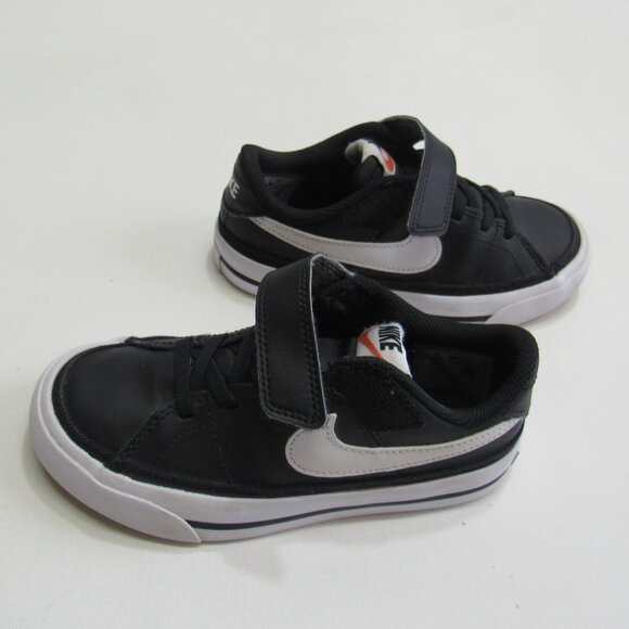 Nike Court Legacy Low Top Little Kids Black/White Tennis Style Sneakers Shoes - Picture 7 of 10